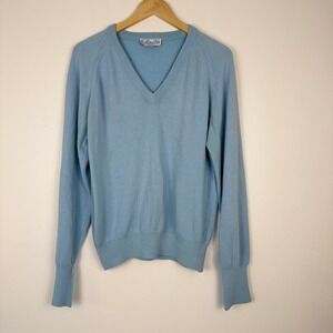 VTG! Pickering Golf Active Sportswear Men‎ V Neck Sweater Light Blue USA Made L